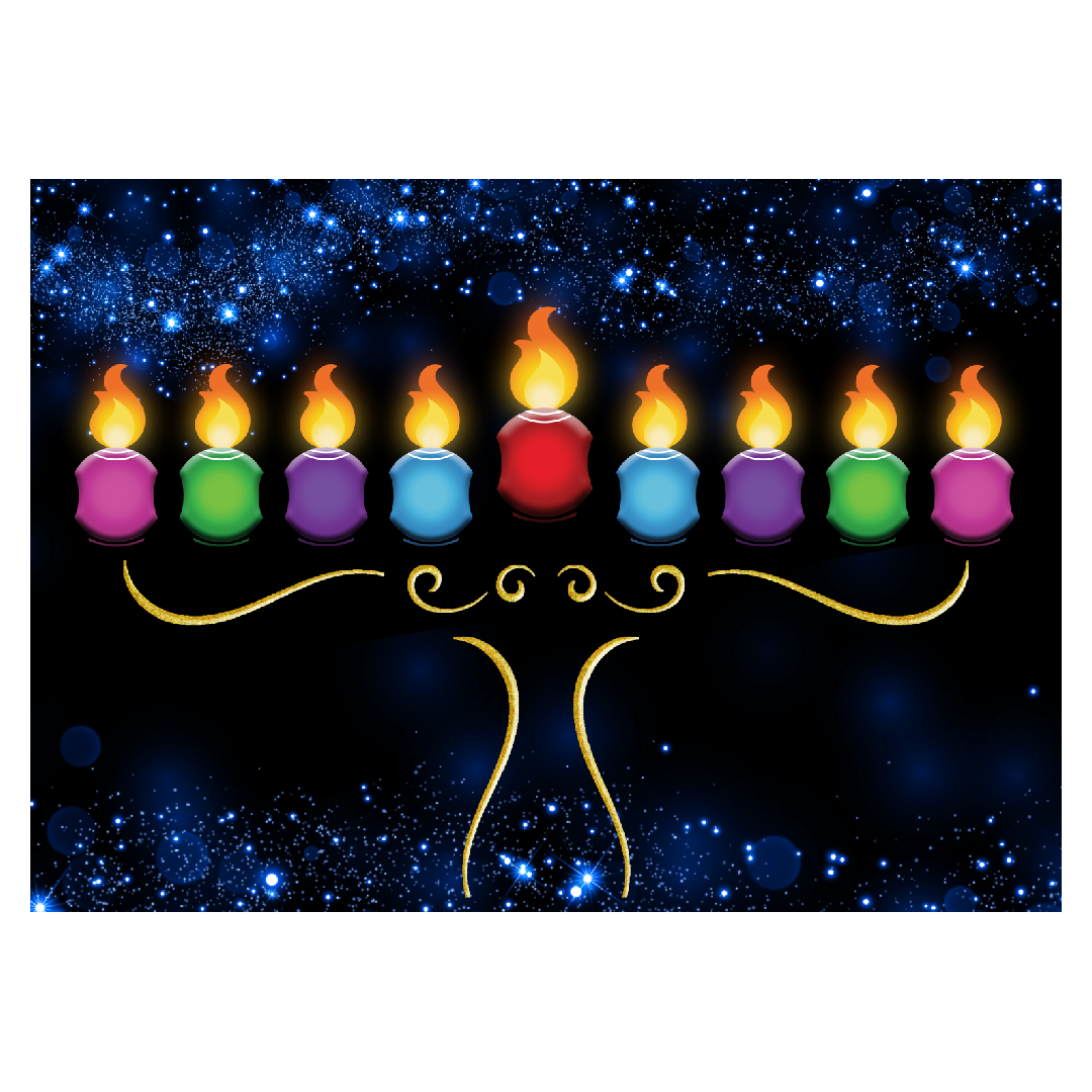 Stylized menorah Hanukkah sticker