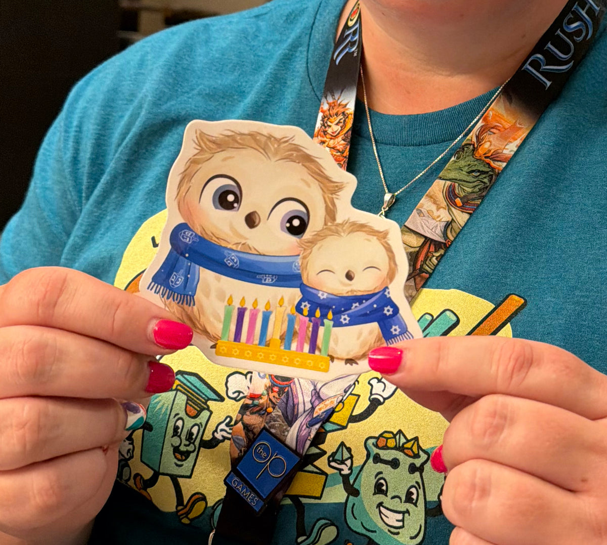 Sticker: Owl pair with menorah