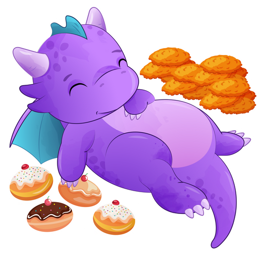 Sleepy dragon with latkes and sufganiyot sticker