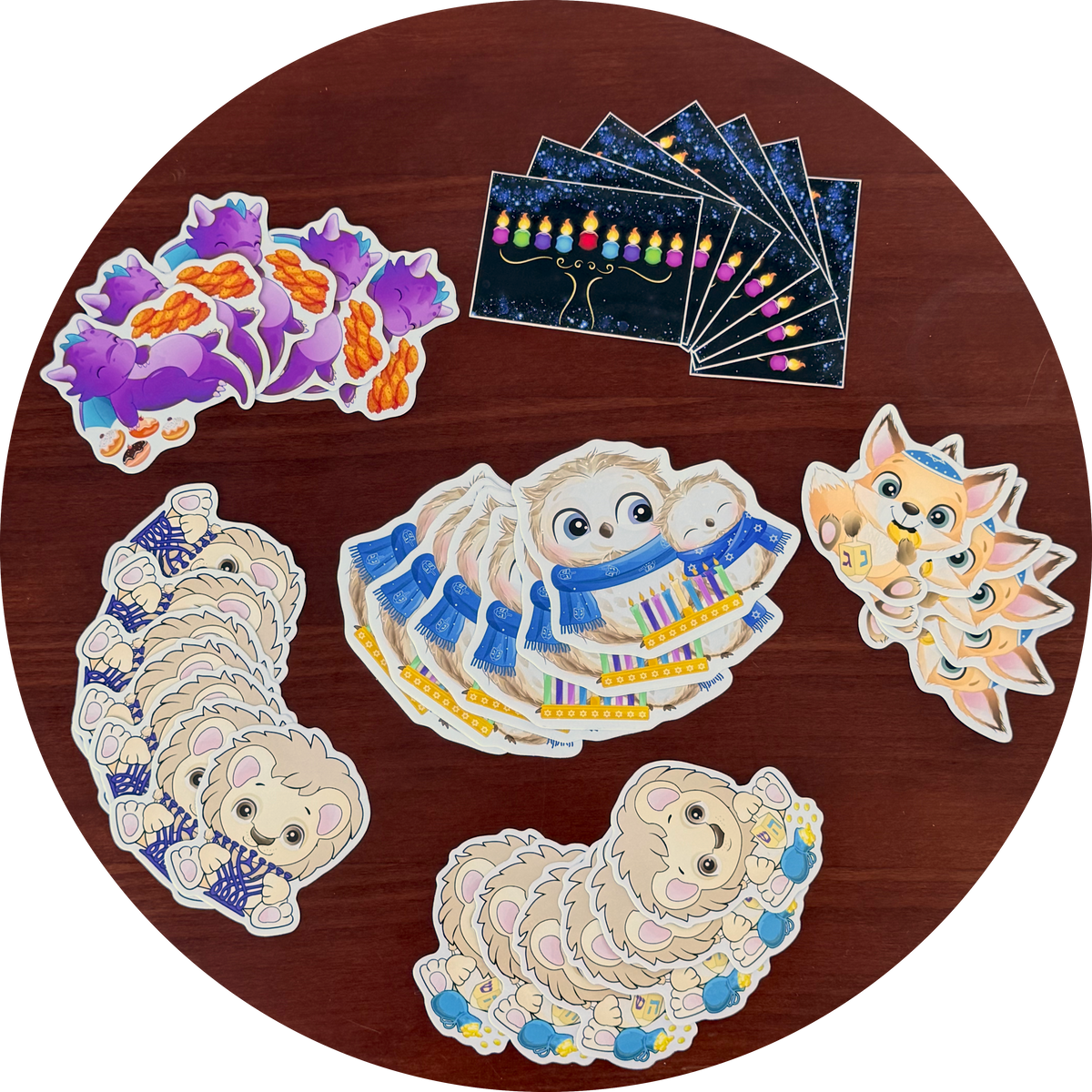 Sticker: Lion with dreidel and gelt