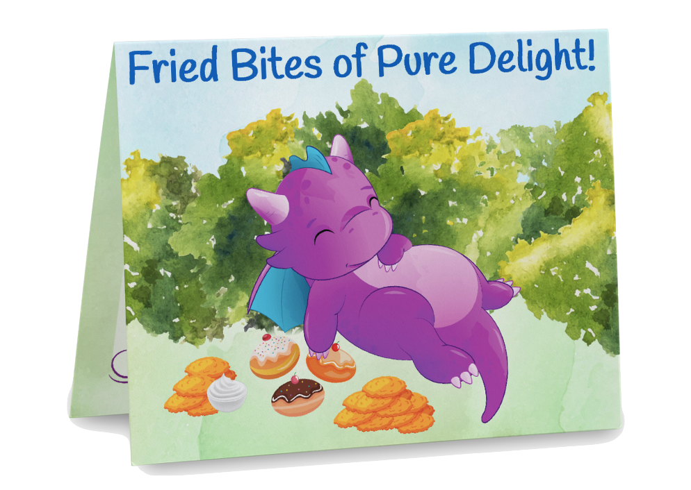 Sleepy dragon with latkes and sufganiyot Hanukkah card