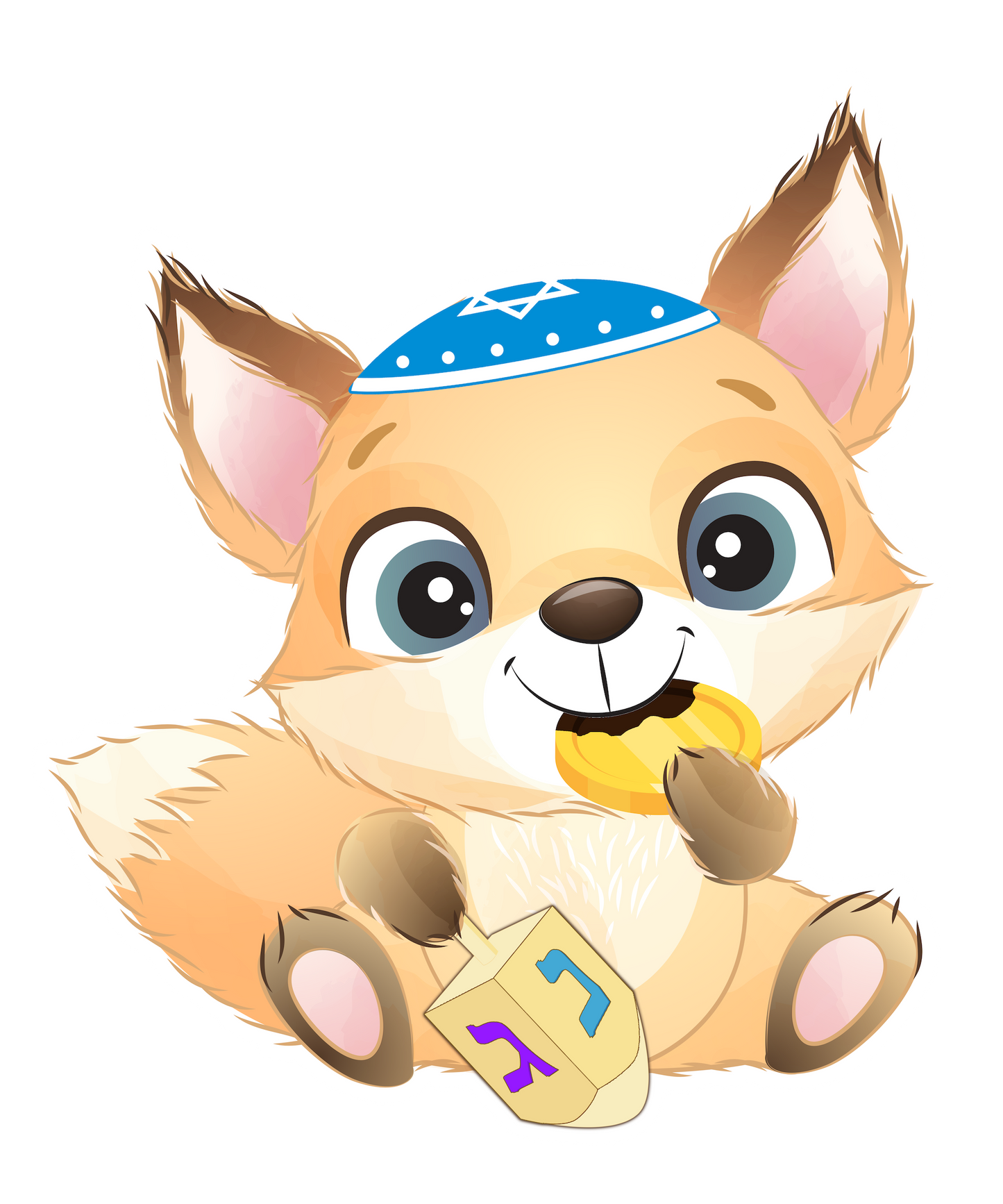 PREORDER: Fox with dreidel and gelt Hanukkah sticker