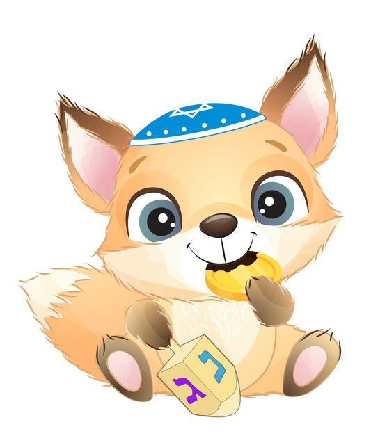 PREORDER: Fox with dreidel and gelt Hanukkah sticker