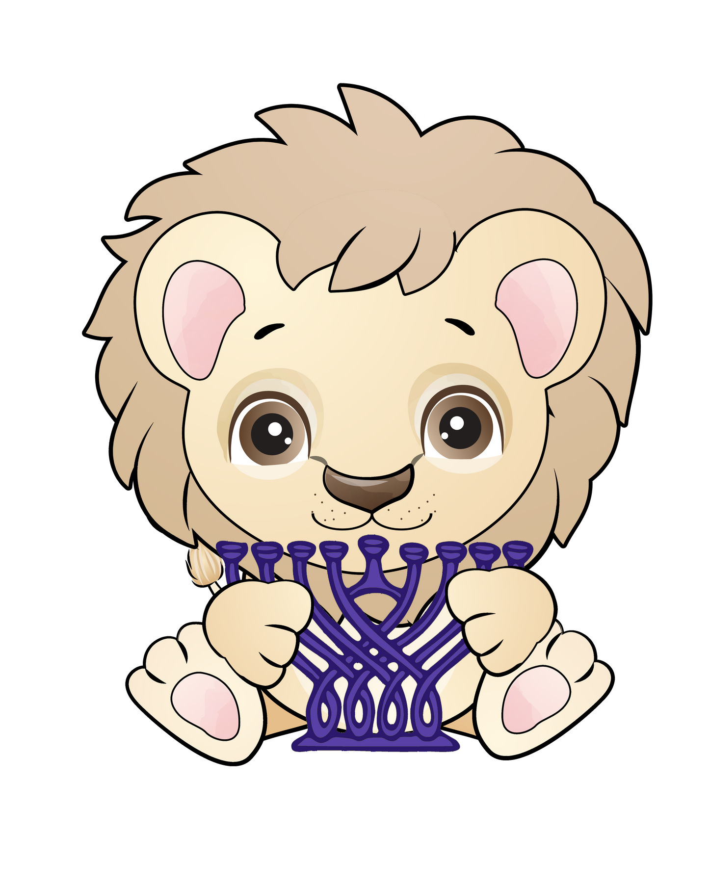 Lion with Menorah Hanukkah sticker