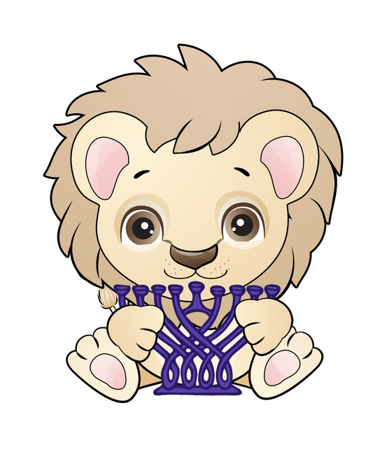 Lion with Menorah Hanukkah sticker