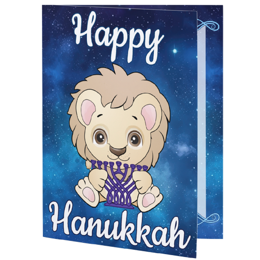 Lion with Menorah Hanukkah greeting card